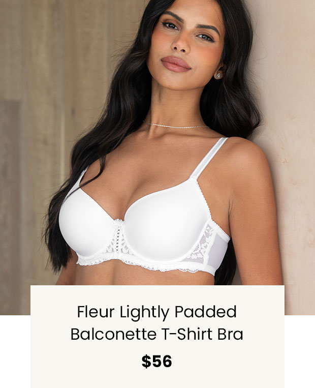Fleur Lightly Padded Balconette T-Shirt Bra - White