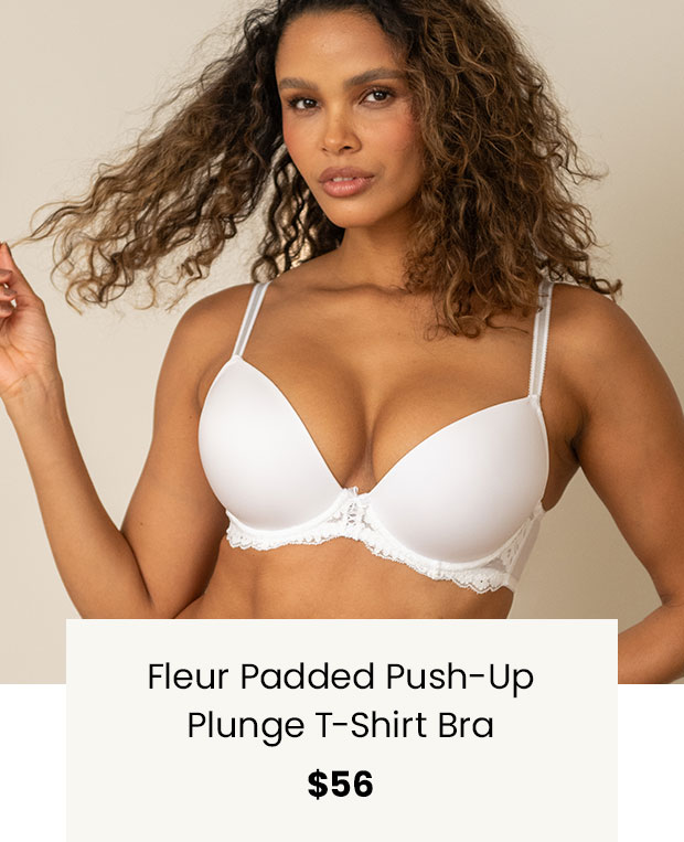 Fleur Padded Push-Up Plunge T-Shirt Bra - White