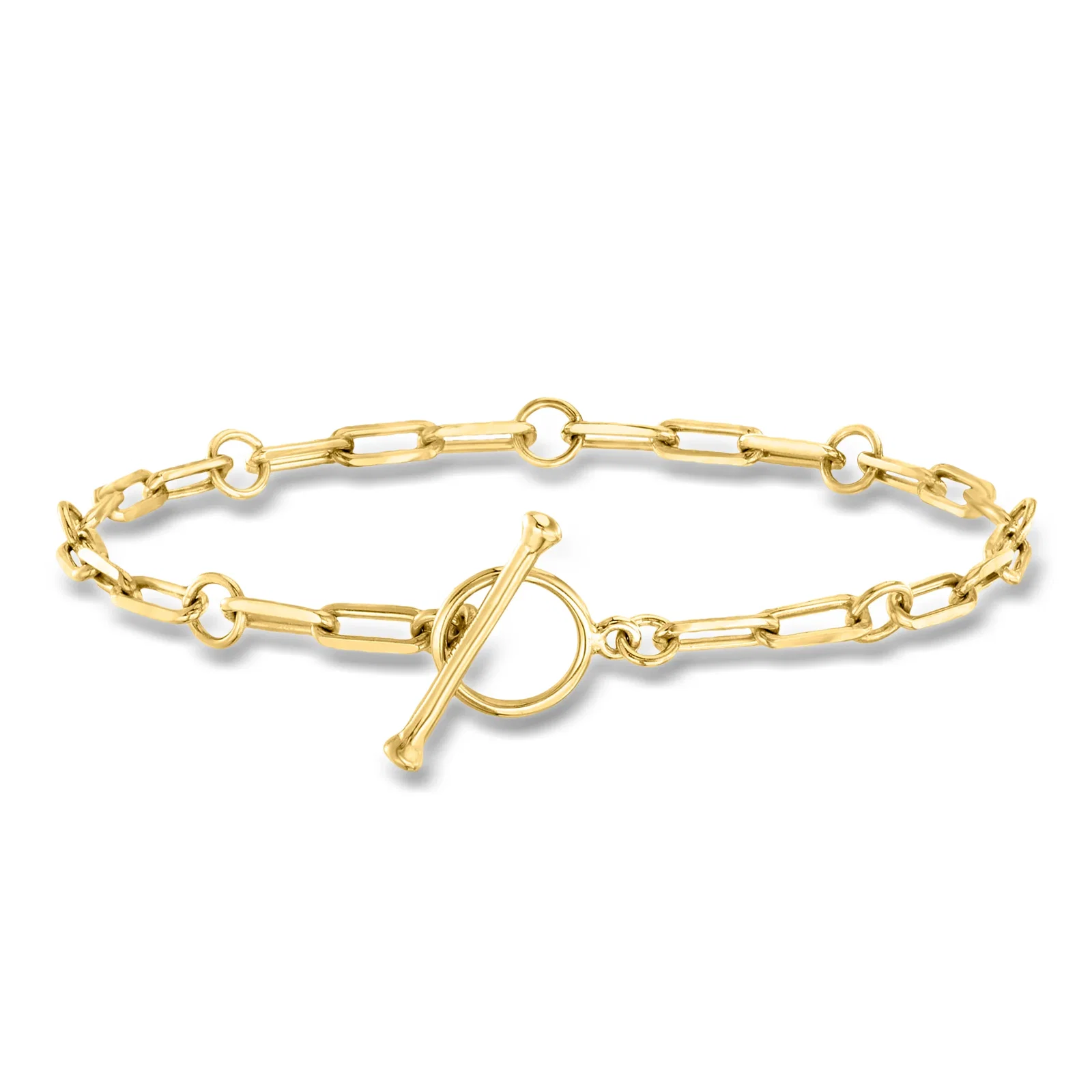 Image of 18kt Gold Over Sterling Charm-Compatible Paper Clip Link Toggle Bracelet