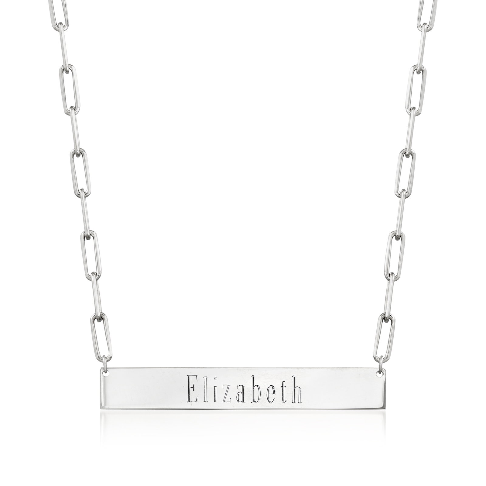 Shop Sterling Silver Personalized Bar Paper Clip Link Necklace