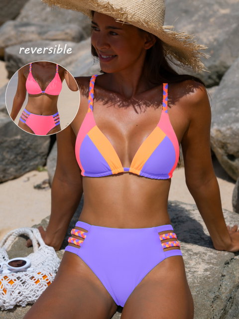 Reversible Braided Strap High Waist Bikini Set