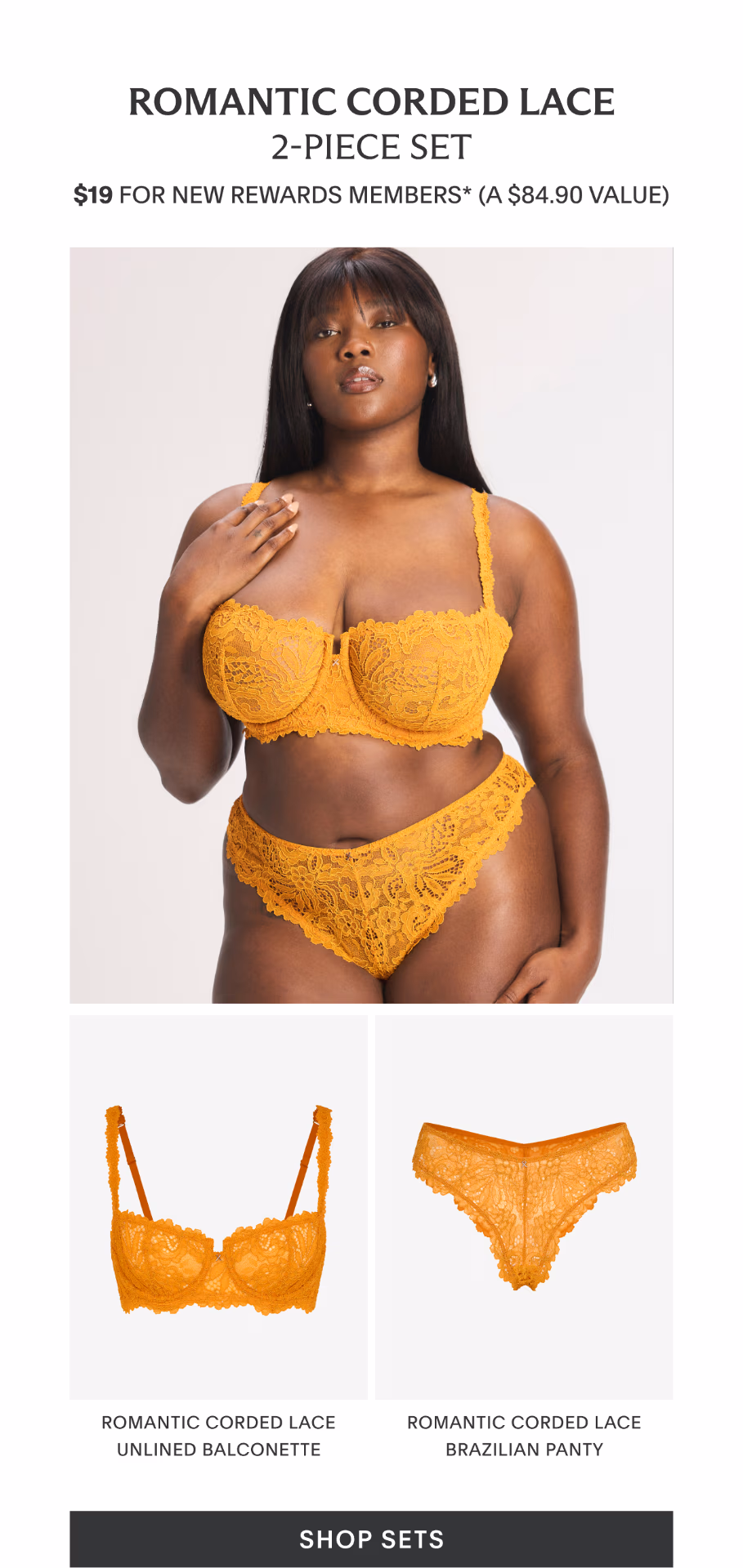 Romantic Corded Lace 2-Piece Set