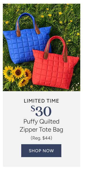 $30 Puffy Quilted Zipper Tote Bag (reg. $44)