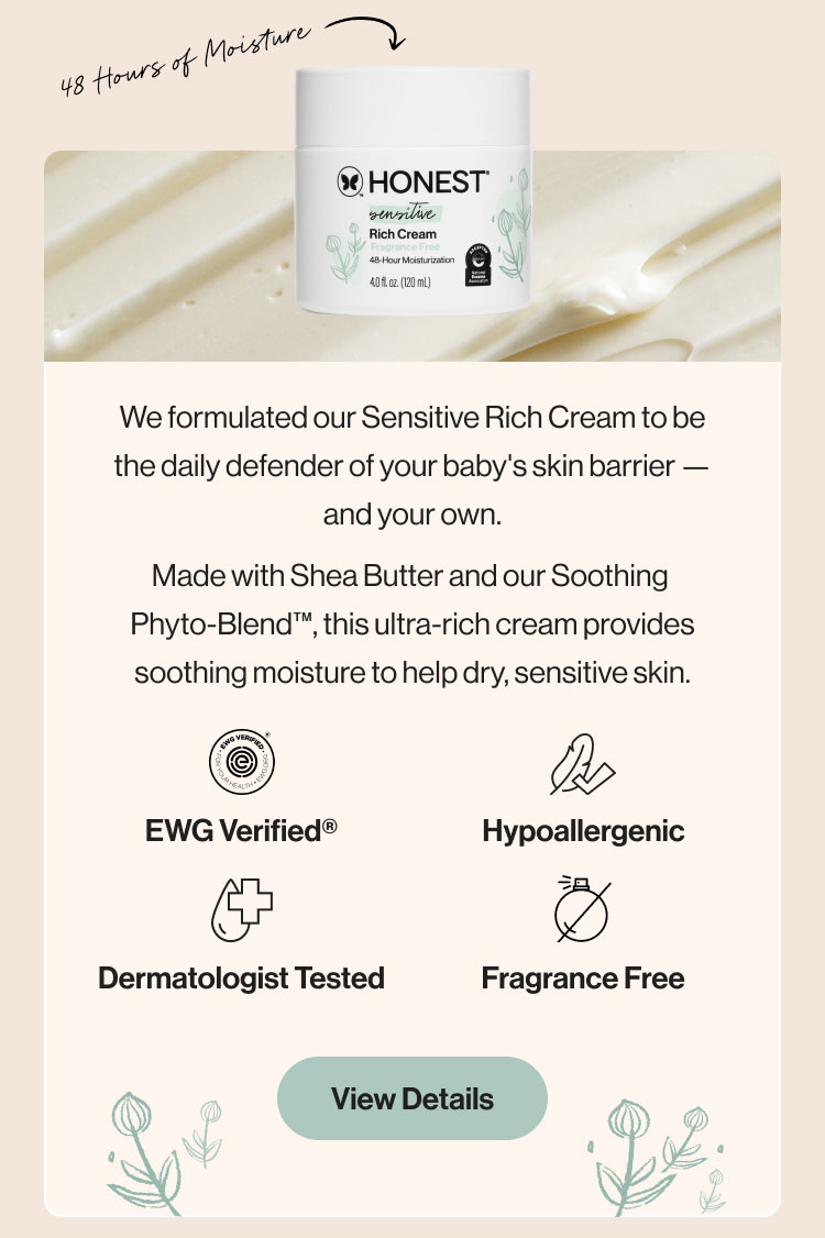 Honest Sensitive Rich Cream Product Feature