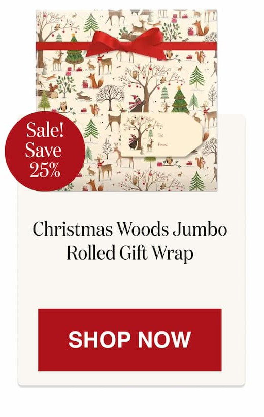 Christmas Woods Jumbo Rolled Gift Wrap and Labels [Click here to Shop Now]