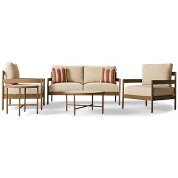 Bluff Trail 5 Piece Lounge Set - Loveseat - 2 Lounge Chairs - Nuvella Performance Fabric - Coffee Table - End Table