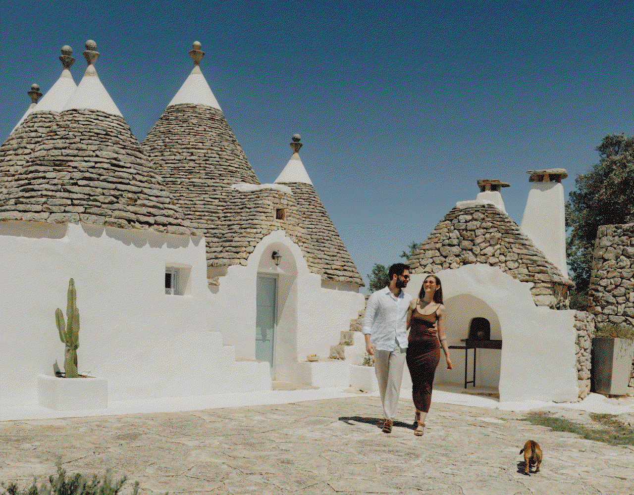Three images of guests enjoying European villa experiences. 