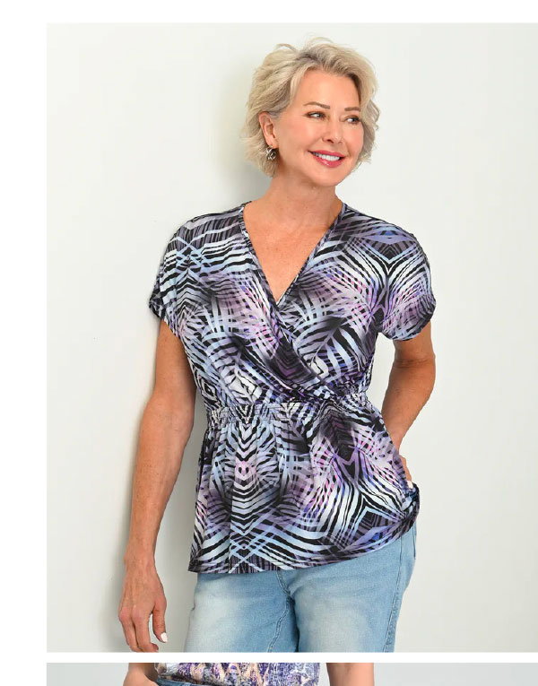 Abstract Printed Surplice Top