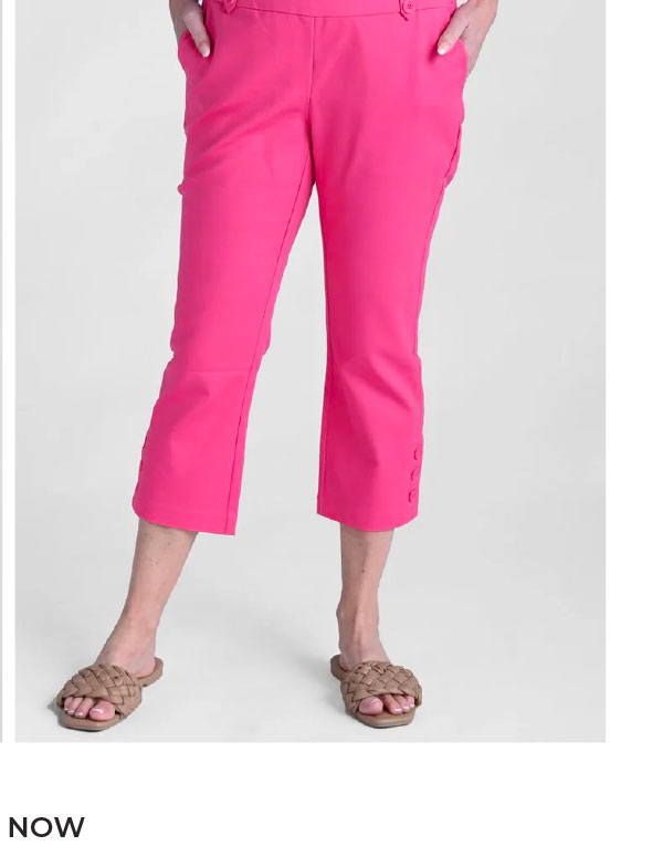 Signature Slimming Button Detail Pull On Capri Fandango Pink