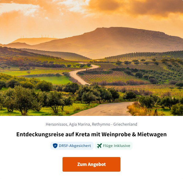 Entdeckungsreise auf Kreta mit Weinprobe &amp; Mietwagen