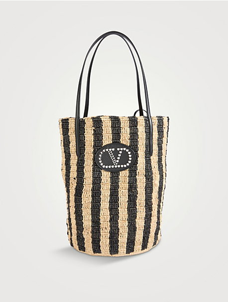 Striped Raffia Shopper
