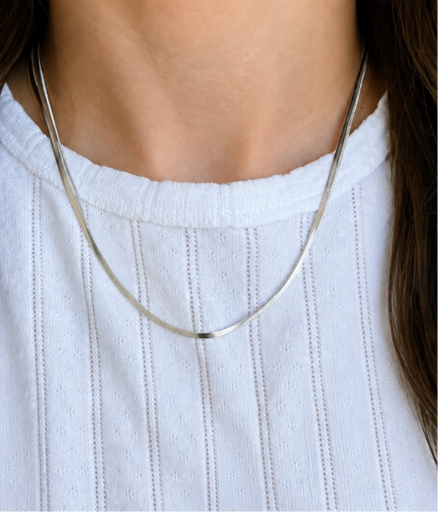 zeina slim chain necklace silver