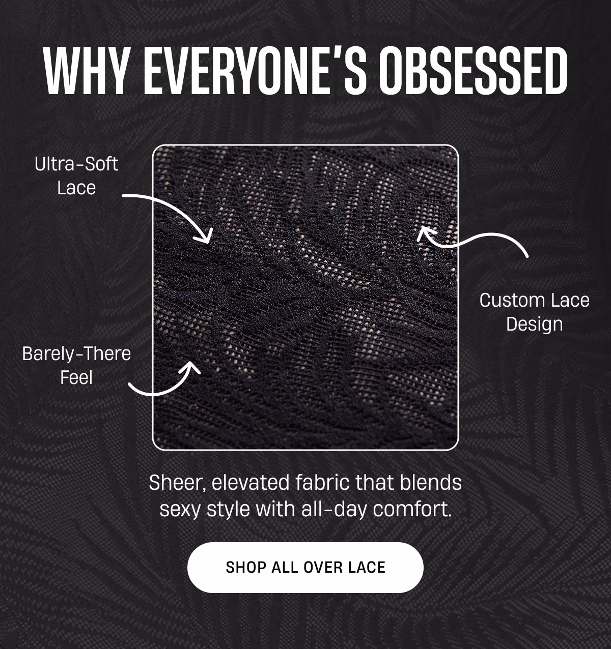 Ultra soft lace, Barely there feel, Custom lace design | Shop All Over Lace