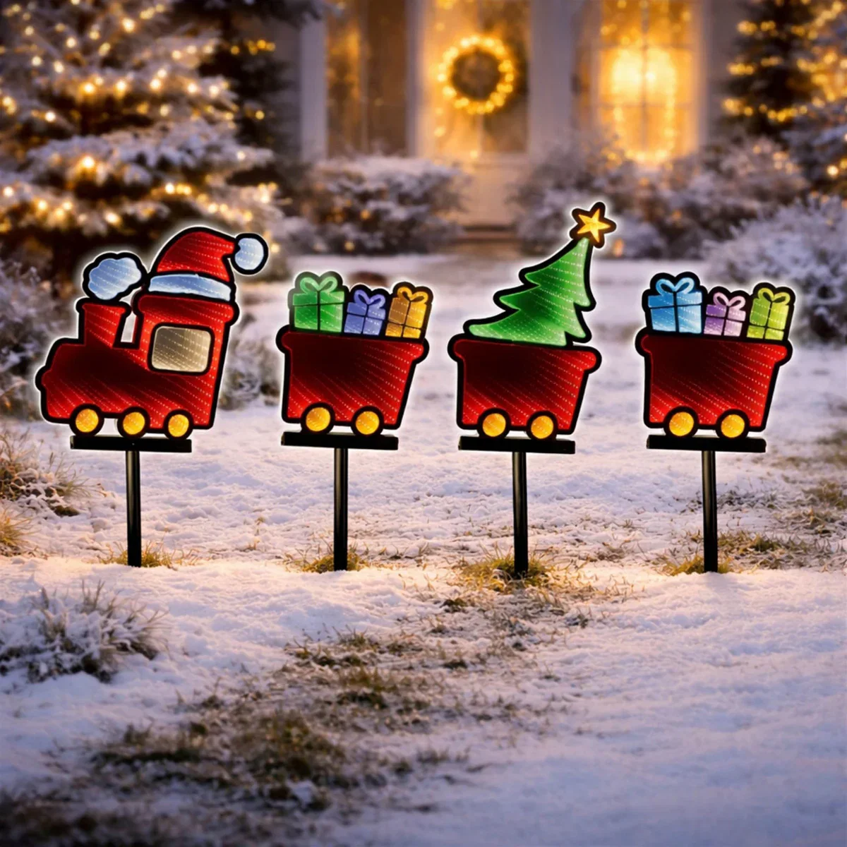 Image of Holiday Infinity Light Lawn Stakes (Set of 4)