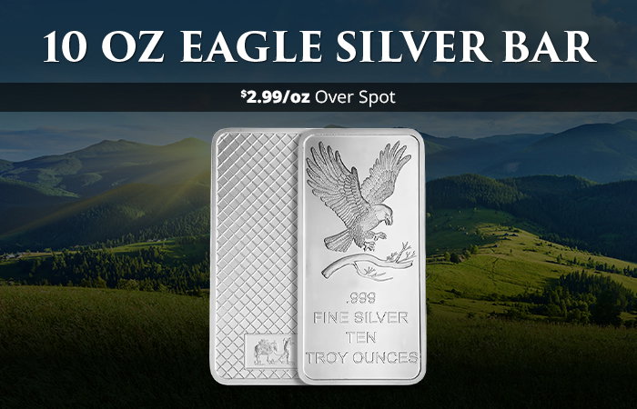 ON SALE: 10 oz SilverTowne Eagle Silver Bar (New)