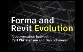a graphic with "Forma and Revit Evolution" on it