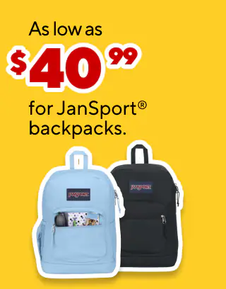 The most wonderful time of the year
As low as $0.65 for writing supplies
As low as $0.50 for school glue
As low as $40.99 for JanSport backpacks
15% off select classroom desk accessories