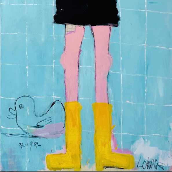Rubber boots yellow painting