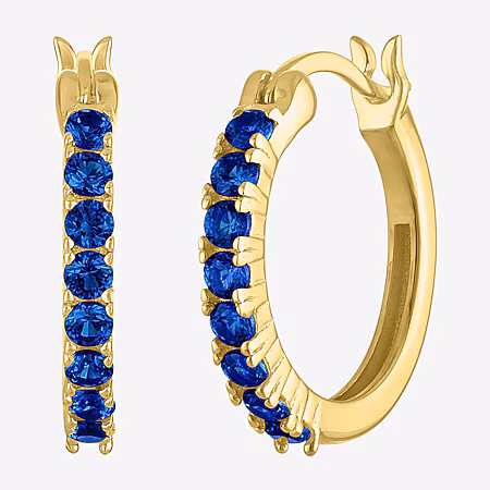 Image of Gemstone 14K Gold Over Silver 16mm Hoop Earrings