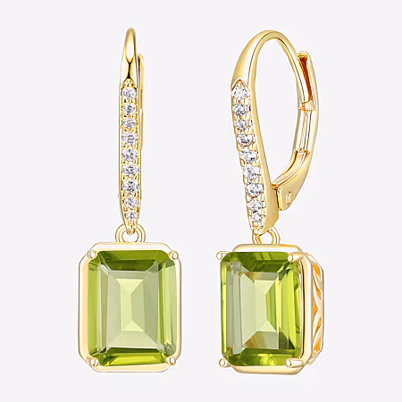 Image of Gemstone 18K Gold Over Silver Drop Earrings