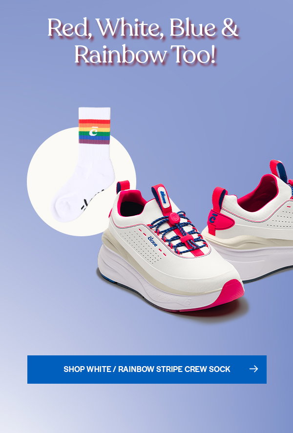 Crew Socks White / Rainbow Stripe