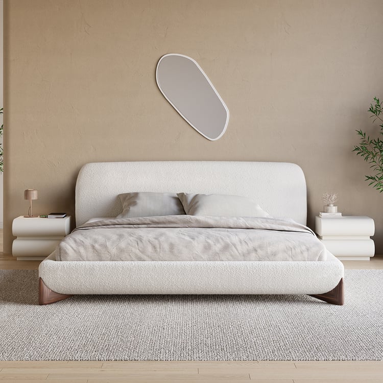Curva Boucle King Size Bed & 2 Smart 2-Drawer Nightstands Set