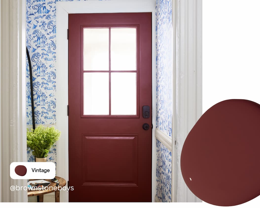 Entryway featuring burgundy paint color Vintage
