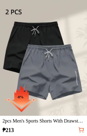 2pcs Men s Sports Shorts With...