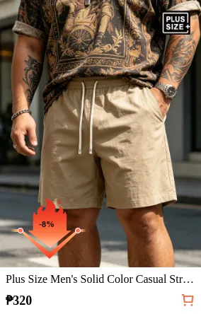 Plus Size Men s Solid Color Casual...