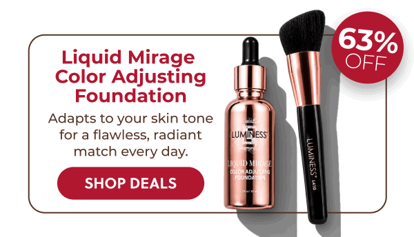 LIQUID MIRAGE COLOR ADJUSTING FOUNDATION: Color-adjusting coverage with SPF primer that keeps up from the first burger to the last firework.