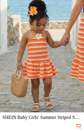 SHEIN Baby Girls Summer Striped...