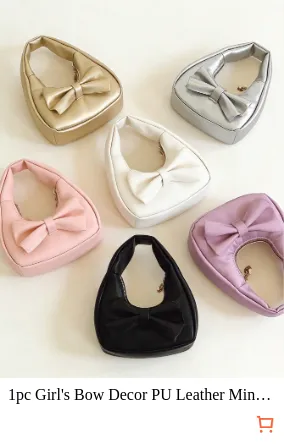 1pc Girl s Bow Decor PU Leather...