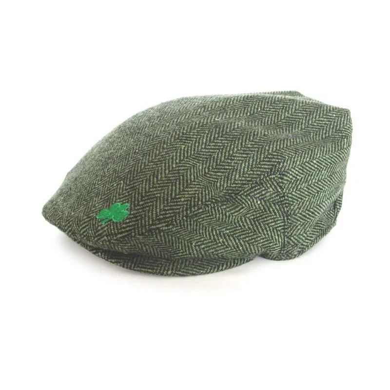 Image of Men's Wool Irish Flat Cap with Shamrock Embroidery