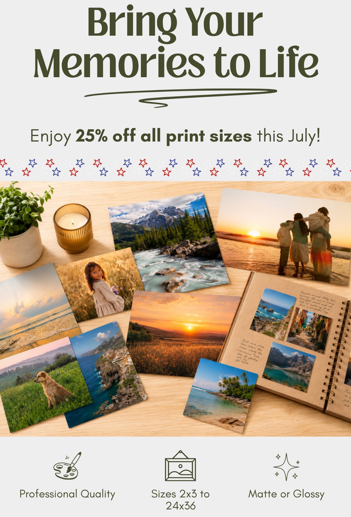 25% off all print sizes this July