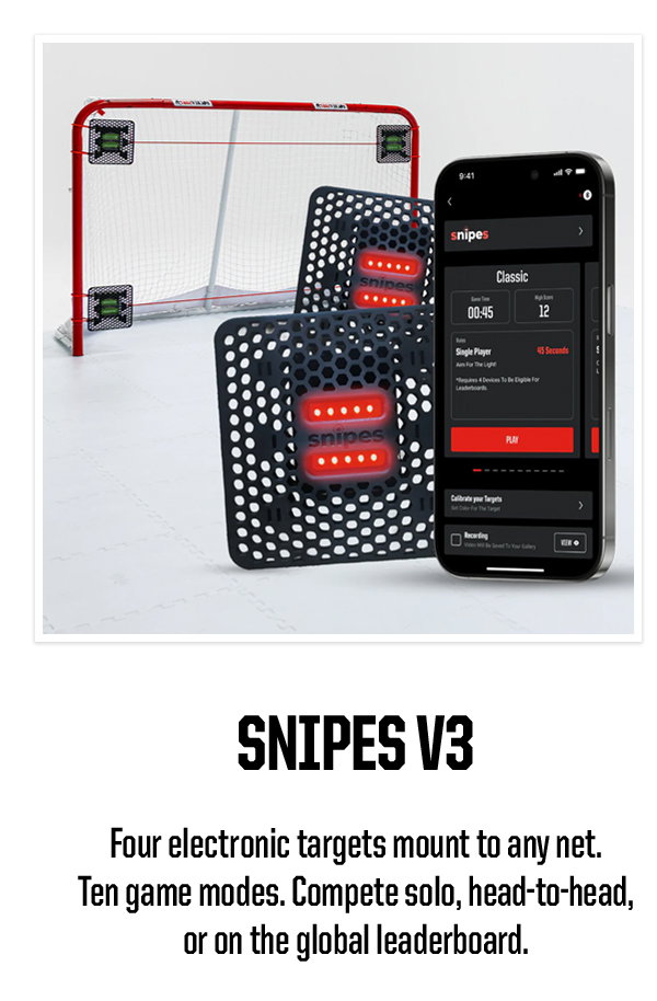Product Block 1: Snipes V3. Four electronic targets mount to any net. Ten game modes. Compete solo, head-to-head, or on the global leaderboard.