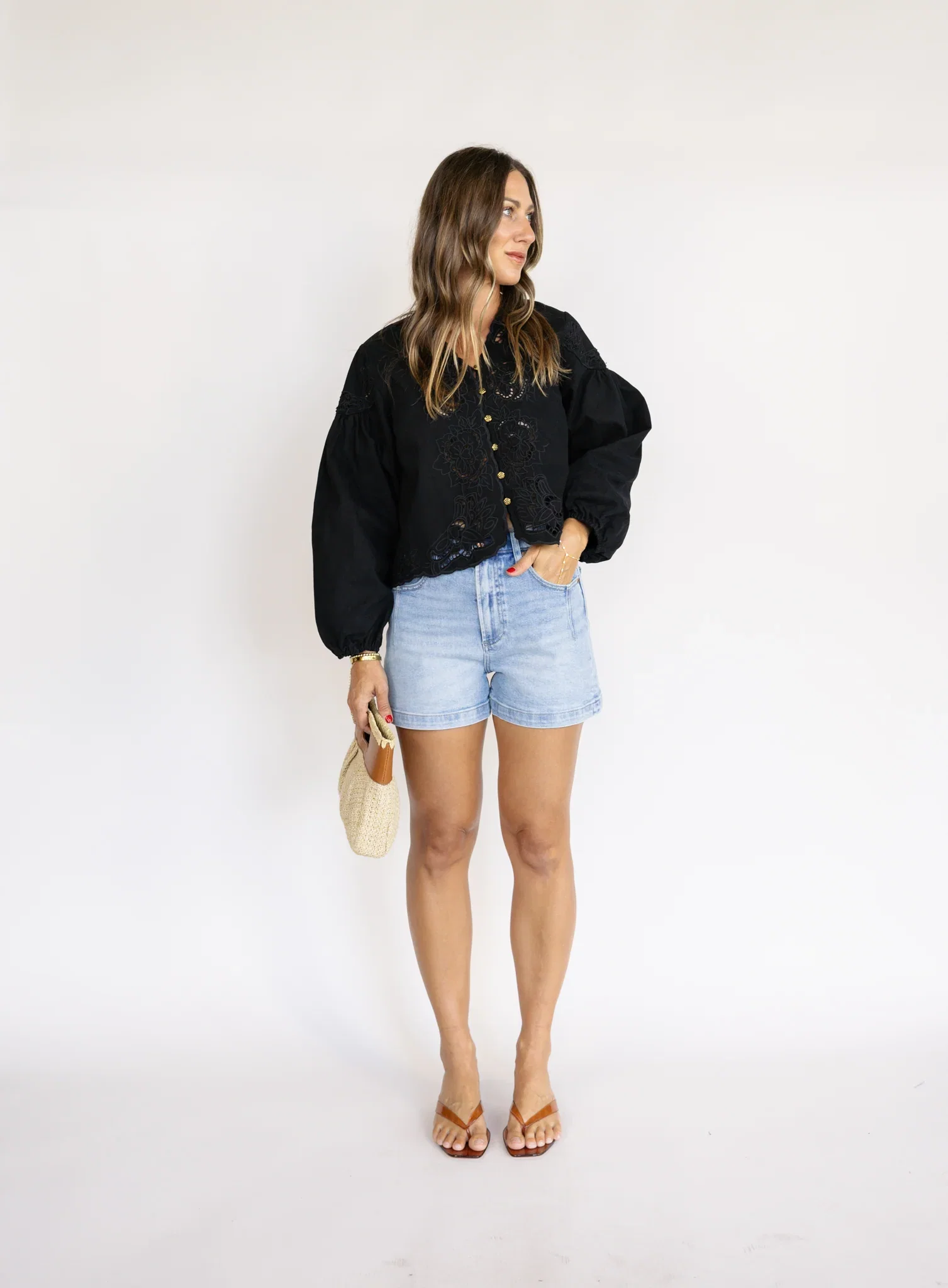 Margot Denim Top - Black