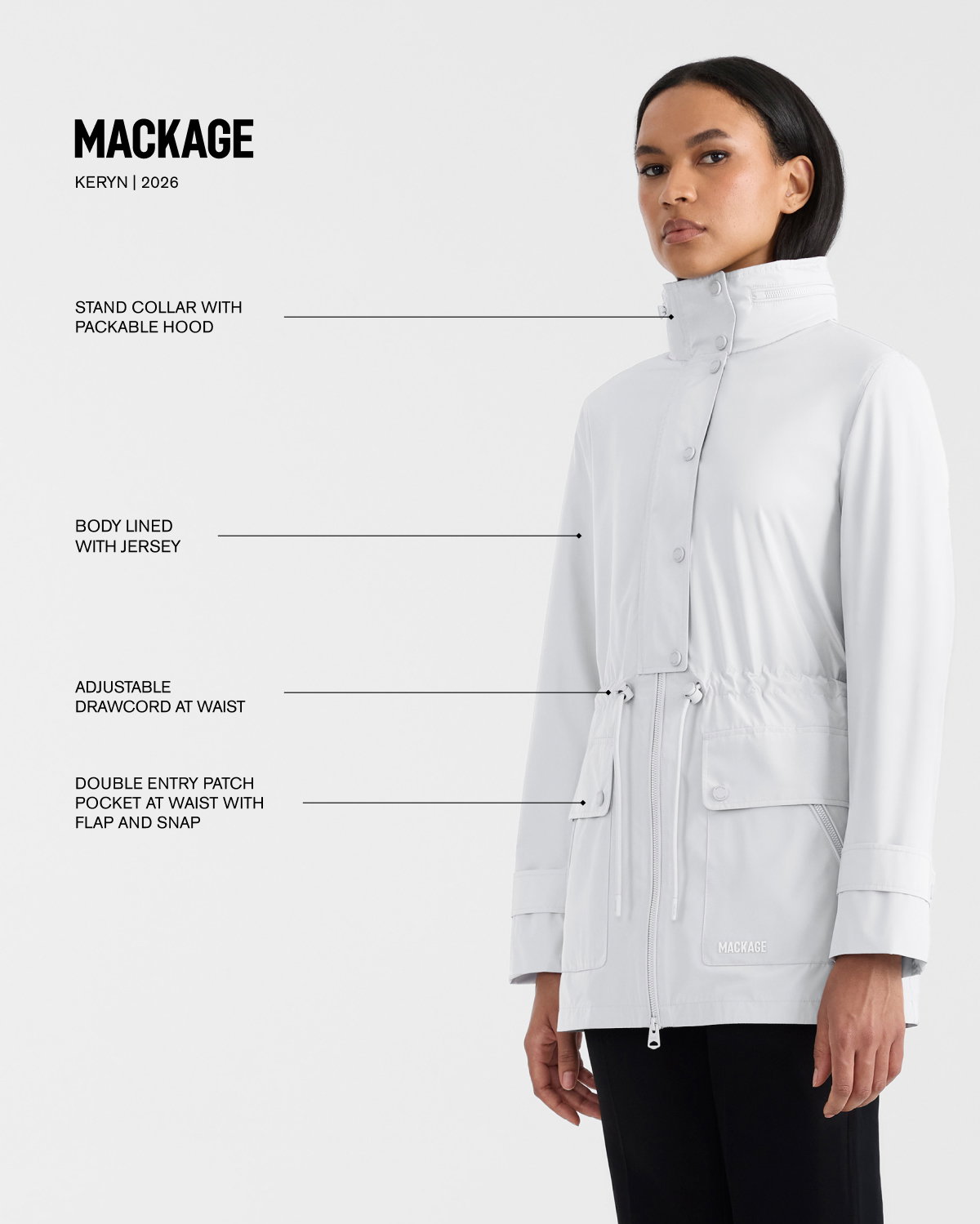 KERYN Medium-Length Rain Jacket