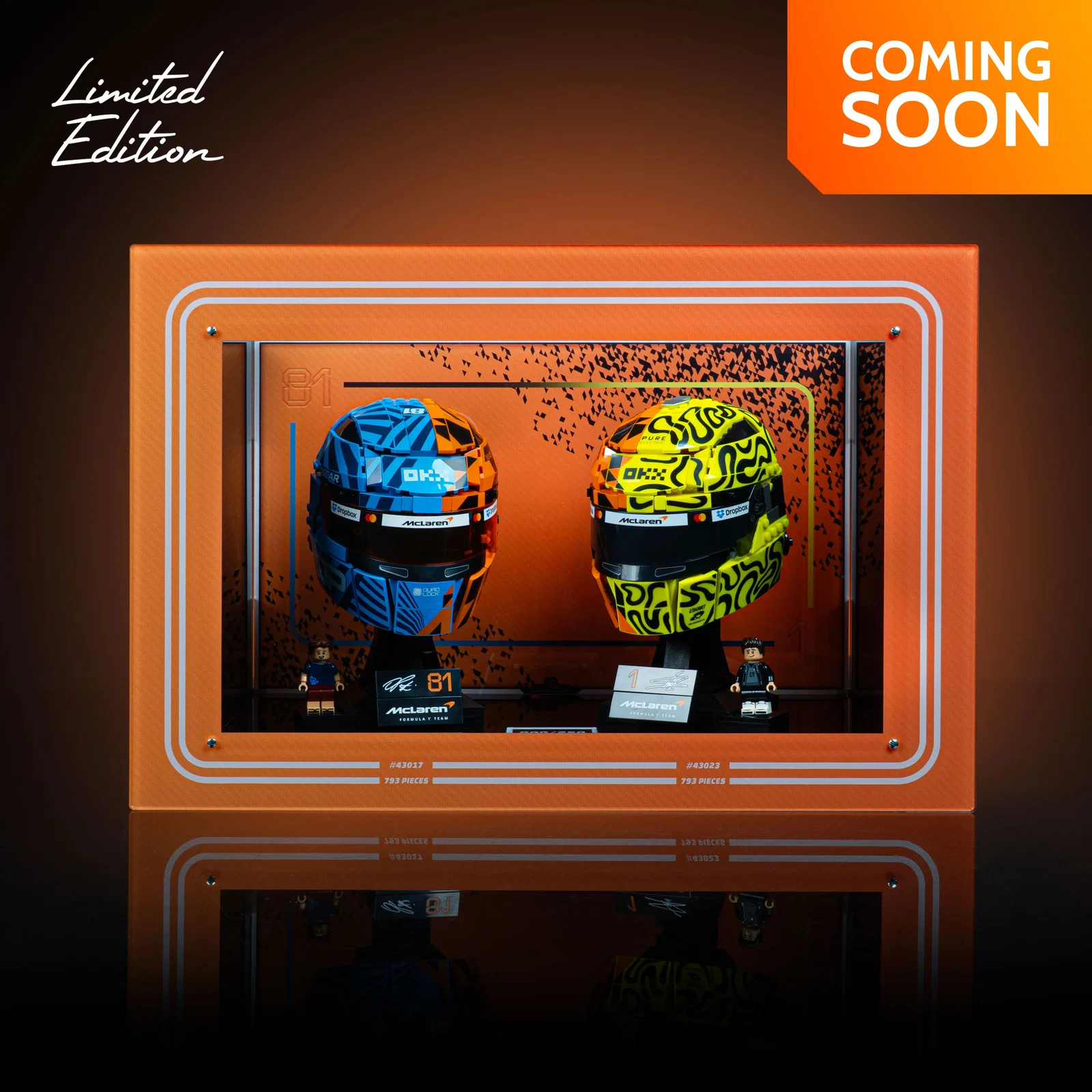 Image of Limited Edition Display Case for LEGO® Editions McLaren Mastercard F1® Team Lando Norris (43023) & Oscar Piastri Helmets (43017)