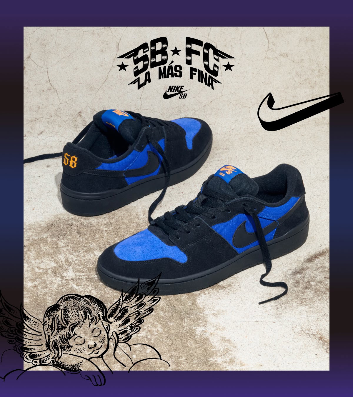 Shop new skate shoes, featuring the new Nike SB FC Code 58 La Más Fina Racer Blue & Black Skate Shoes