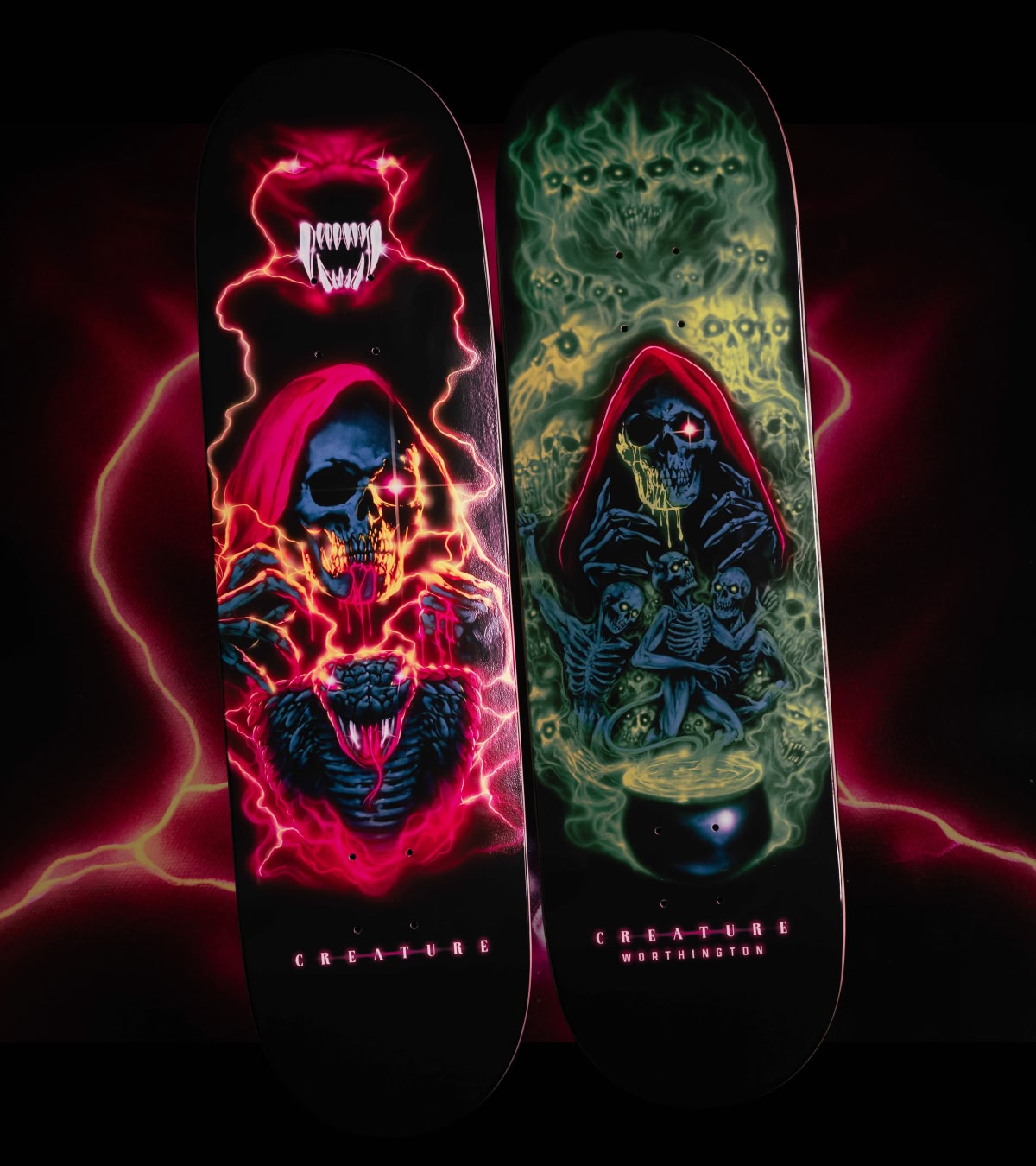 Shop new skate, including skull-themed skate decks from Creature