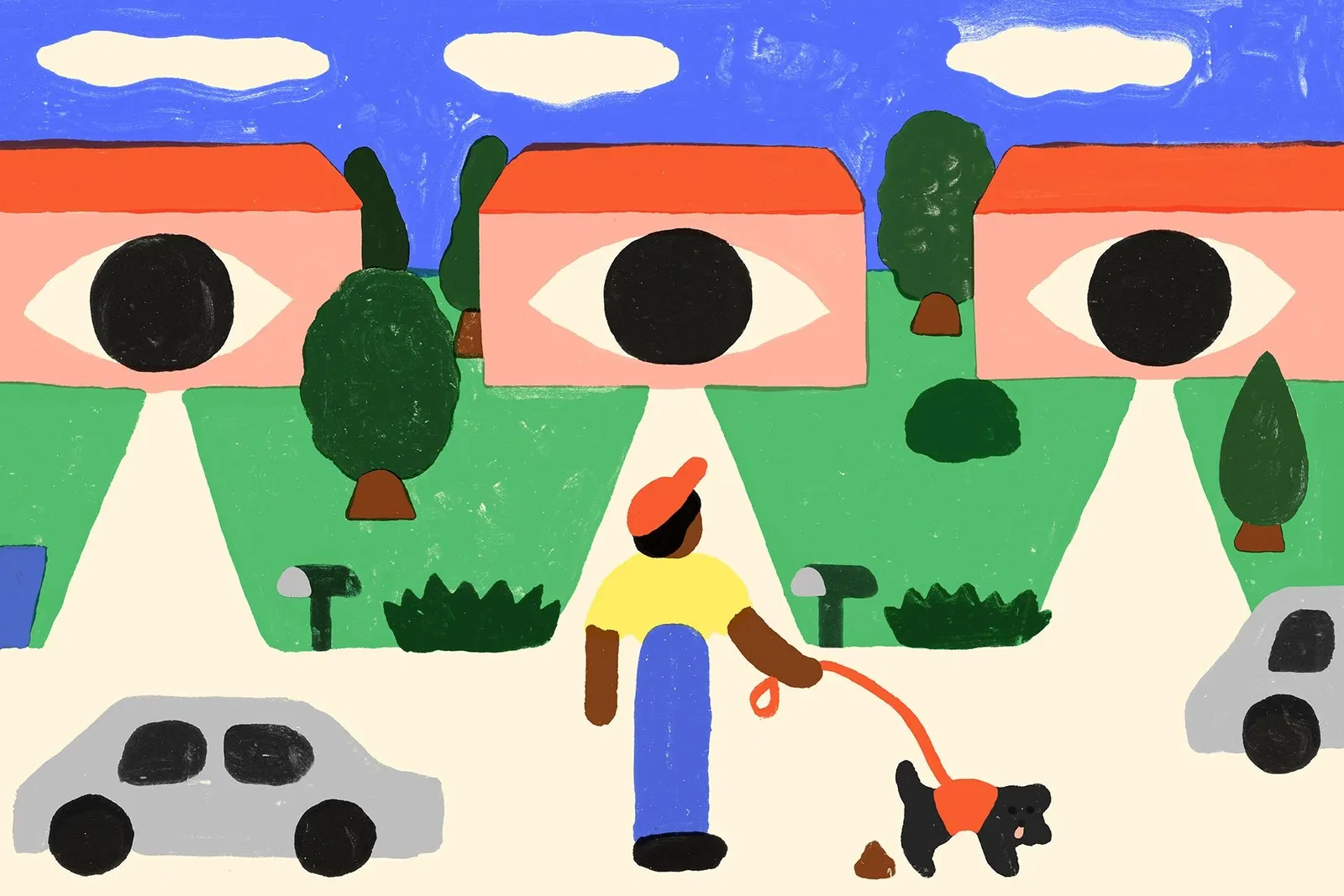 This class of doorbell cameras, which includes Amazon-owned Ring, Google Nest Doorbell, and SimpliSafe, is marketed as a convenient means of seeing who’s at your door, a tool to catch burglars and trespassers and maybe even find your lost dog. In actuality, its uses are often more nefarious. | Laura Simonati for Vox