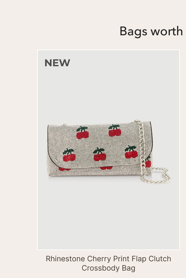 Shop Rhinestone Cherry Print Flap Clutch Crossbody Bag