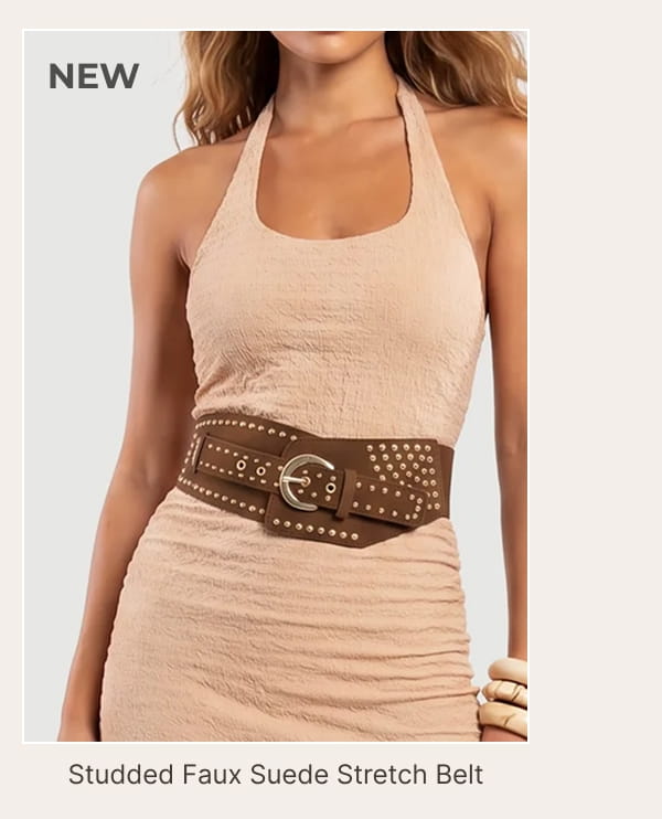 Shop Studded Faux Suede Stretch Belt