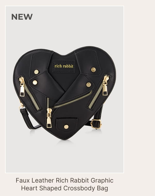 Shop Faux Leather Rich Rabbit Graphic Heart Shaped Crossbody Bag