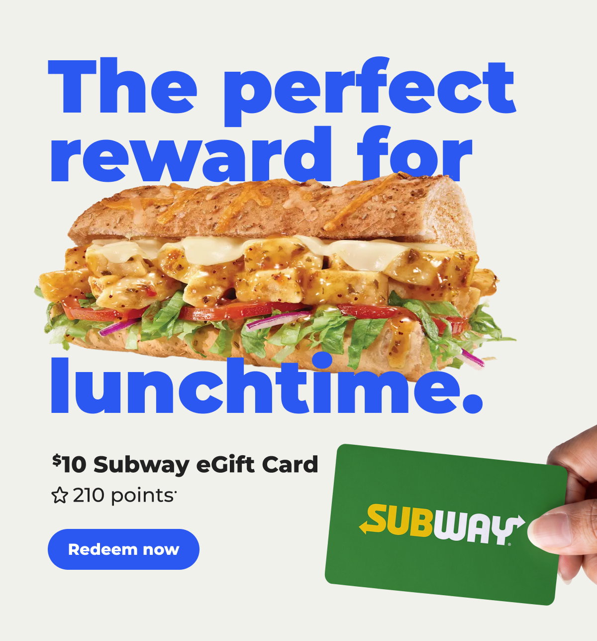 $10 Subway eGift Card• - Redeem now