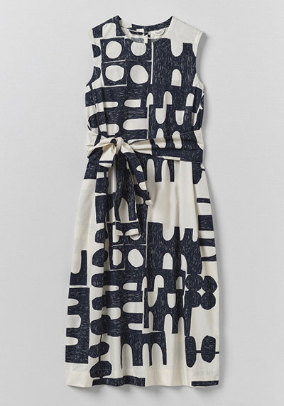 Large Totem Print Poplin Dress