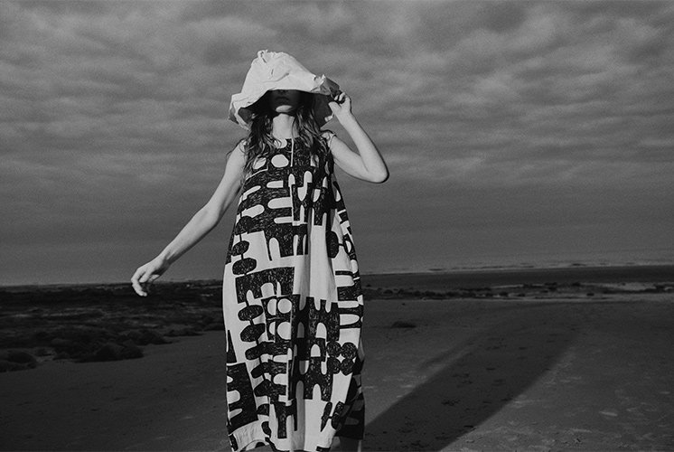 Large Totem Print Poplin Dress