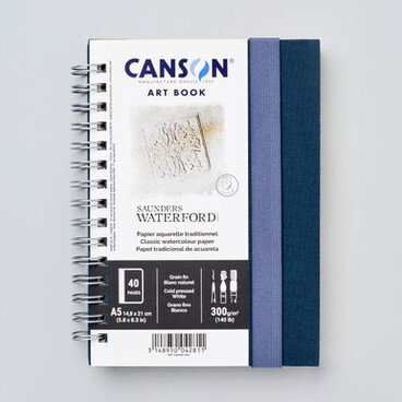 Canson Artbook Wirebound Saunders Waterford Watercolour 300gsm NOT (Cold Pressed) 20 Sheets A5 Portrait
