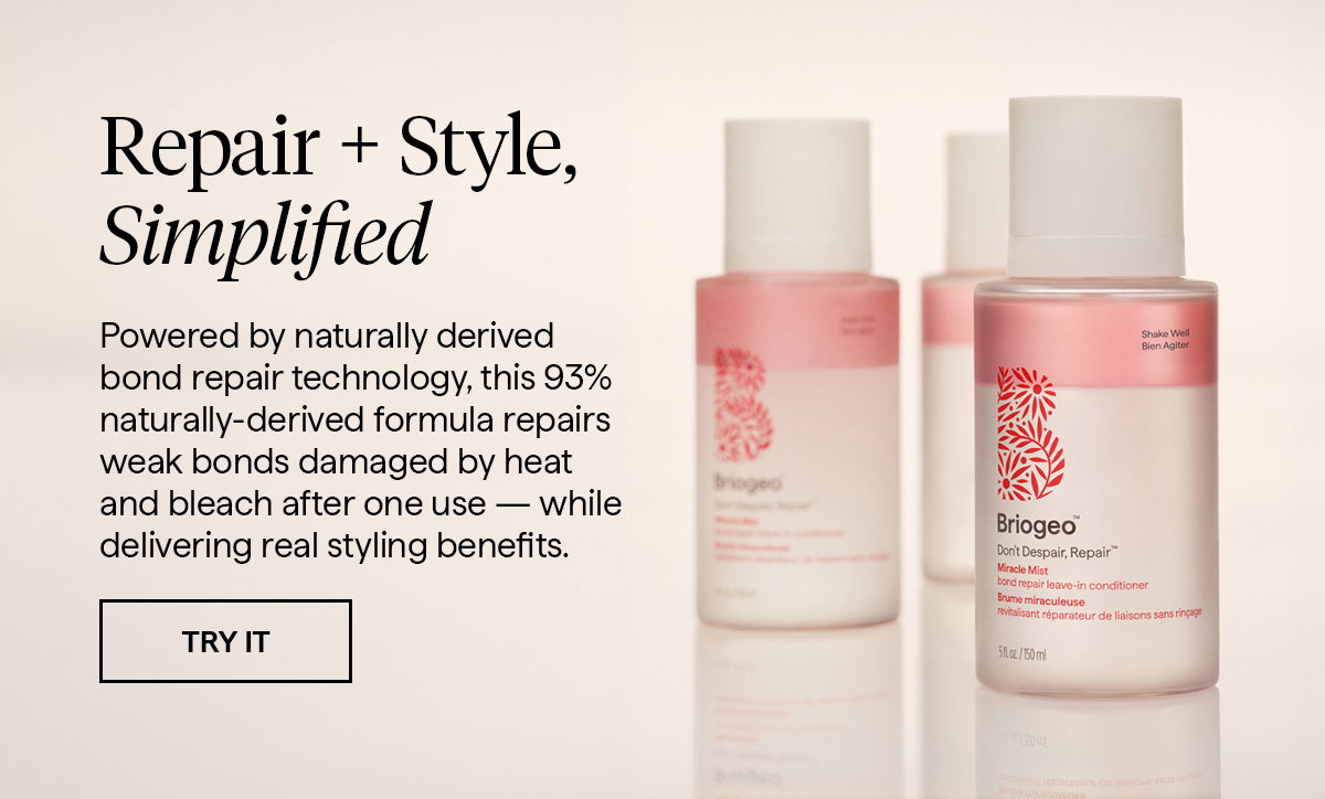 Powered by naturally derived bond repair technology, this 93% naturally‑derived formula repairs weak bonds damaged by heat and bleach after one use — while delivering real styling benefits.