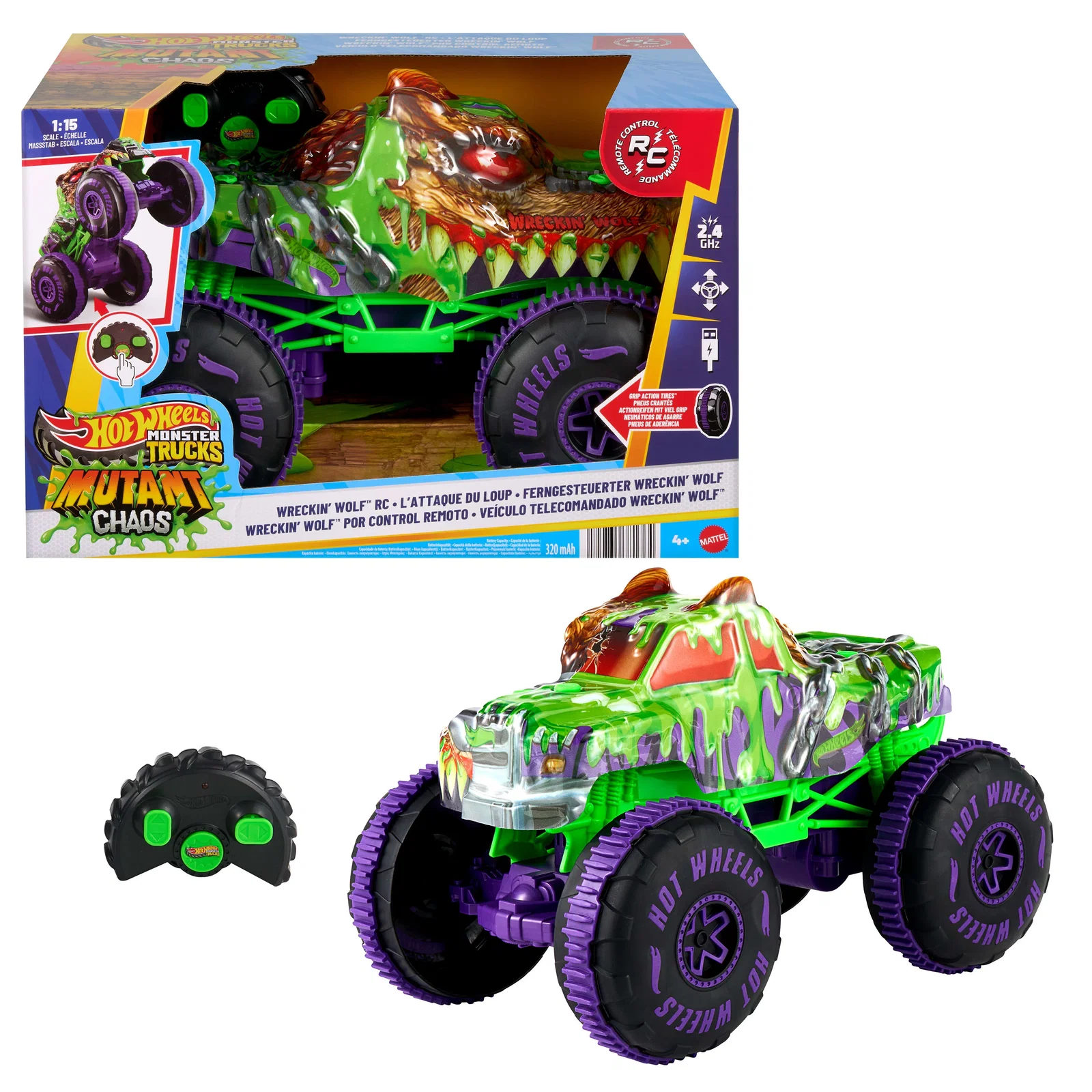 Image of Hot Wheels Monster Trucks Wreckin’ Wolf RC